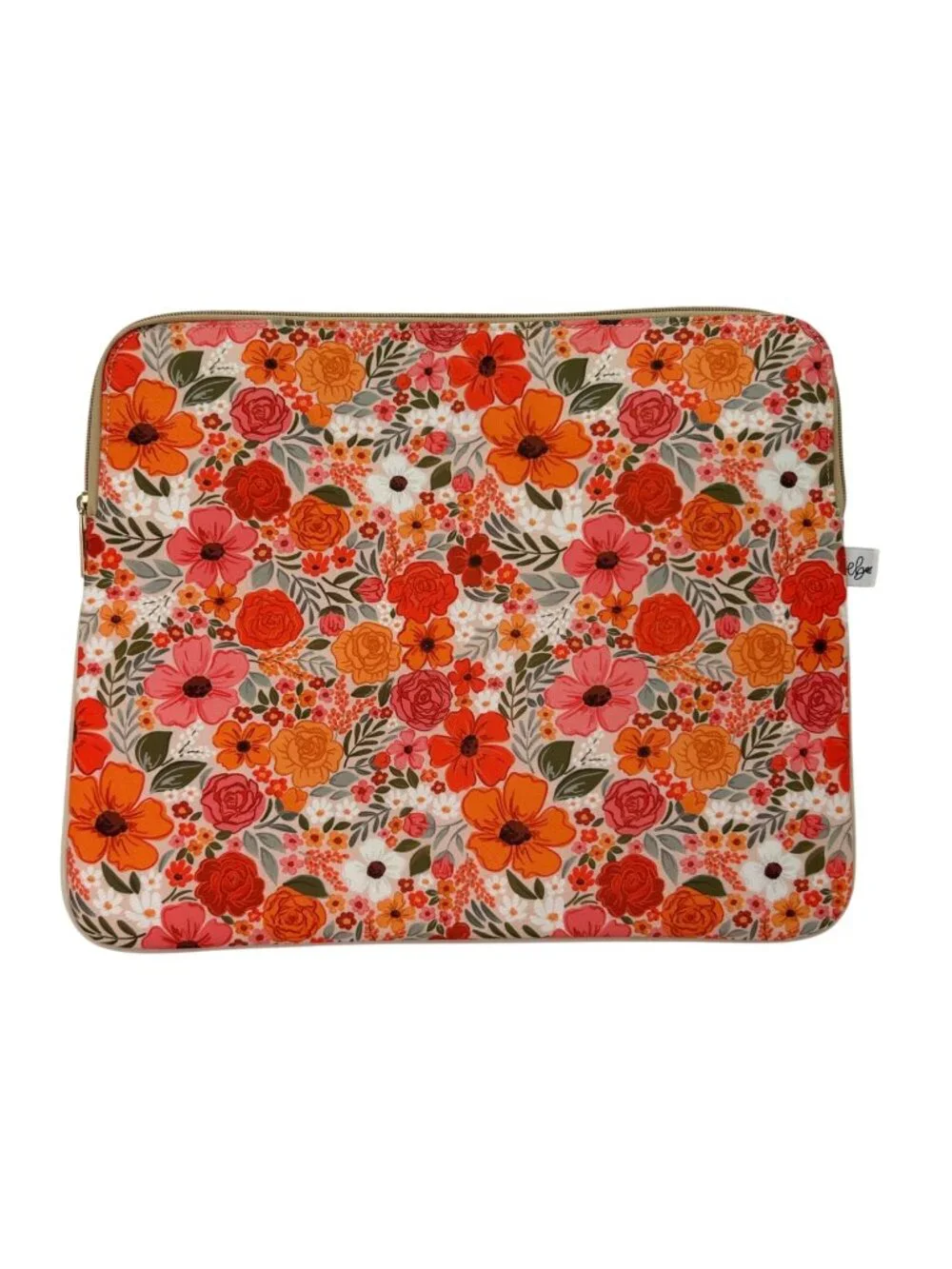 Floral Laptop Tablet Sleeve Case Zipper Closure 13 inch Devices Colorful Canvas